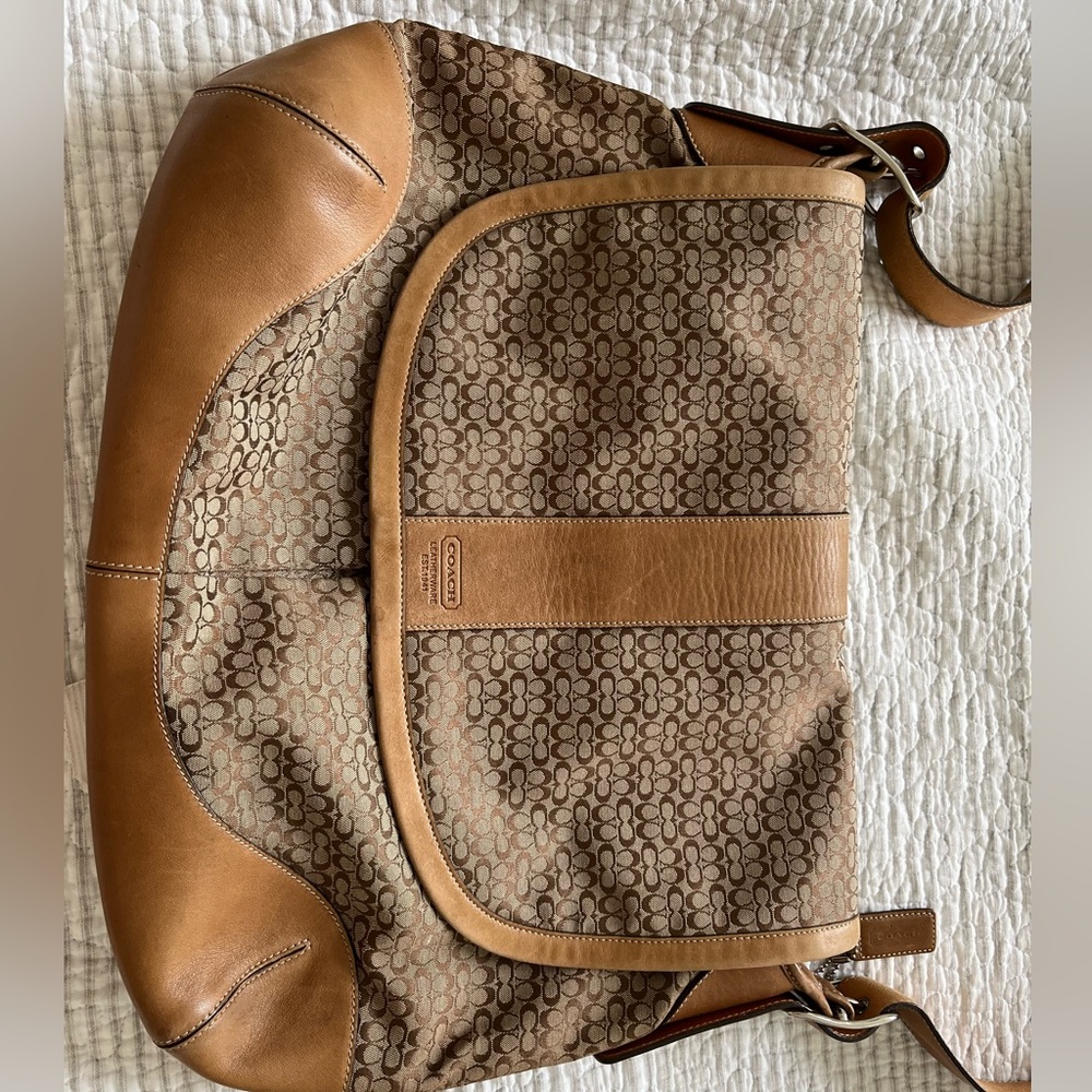 Coach messenger style bag. Leather bottom and strap. Great condition!
